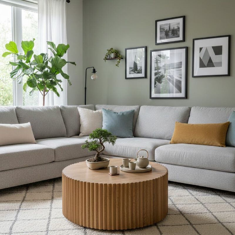 Reeded Walnut Round Coffee Table | OROA Modern Espana image number 1