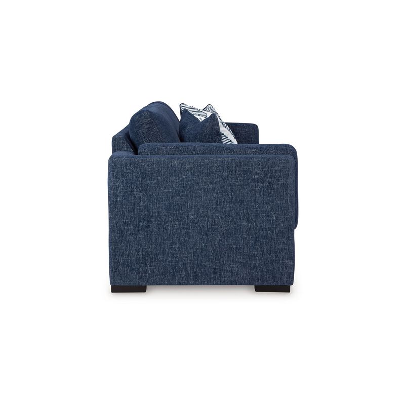 Marcy Sofa with 2 Accent Throw Pillows, Navy Blue Polyester 89 Inch image number 3