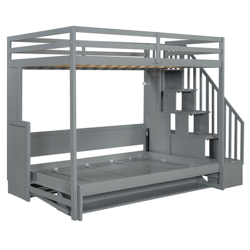 Merax Murphy Bed Loft Bed with Ample Storage