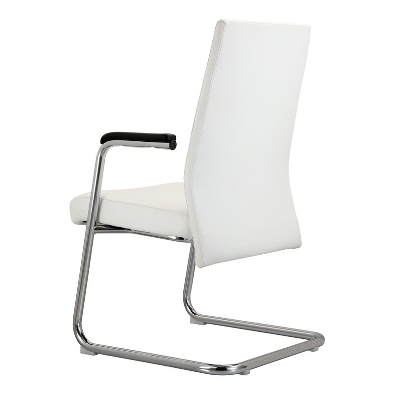 LeisureMod Aleen Mid-Century Modern Office Chair with Upholstered Seat and Metal Armrest