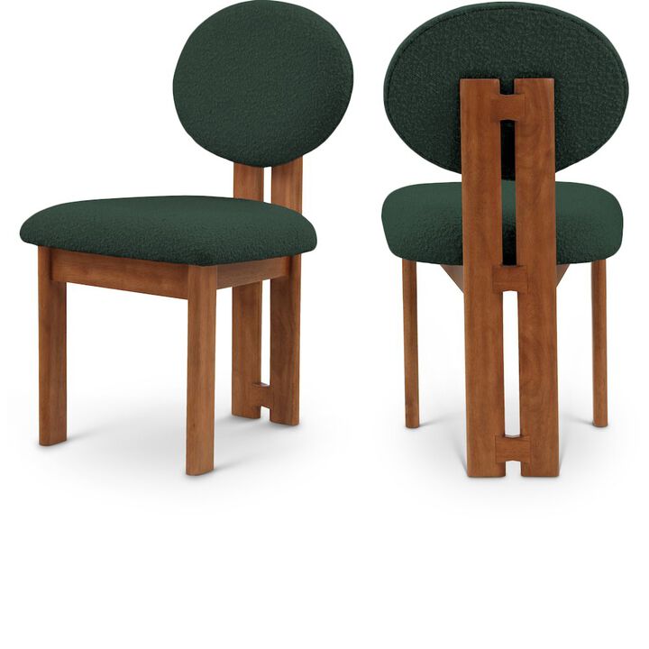 Meridian Furniture Napa Green Boucle Fabric Dining Chair, Set of 2