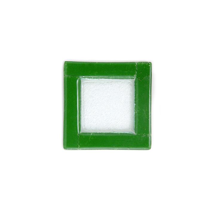 Glass Dinnerware 6" x 6" Square Green Glass Plate (Set of 4)