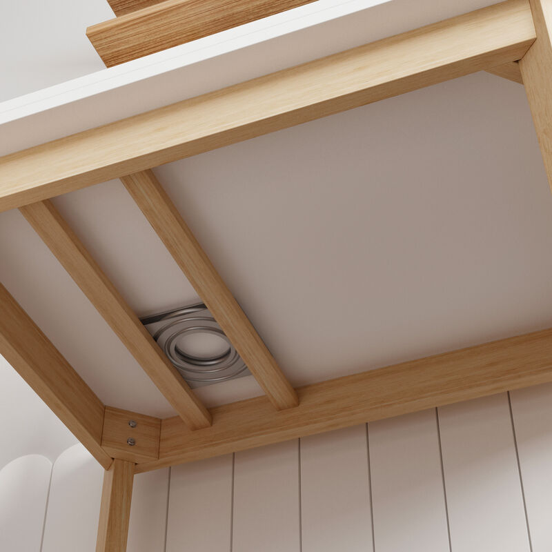 FUFU&GAGA Expandable Office Desk, Modern Folding Desk with Eco-Friendly Rubberwood Legs, (47.2" L x 31.5" W x 29.3" H) ,White