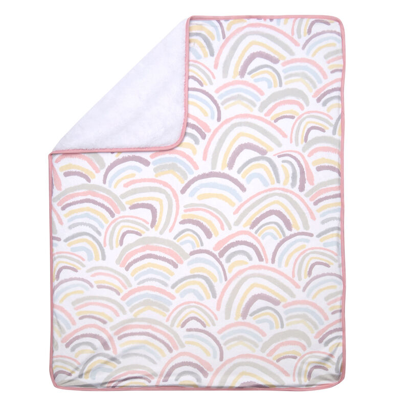 Lambs & Ivy Signature Rainbow Minky/Faux Shearling Soft Fleece Baby Blanket