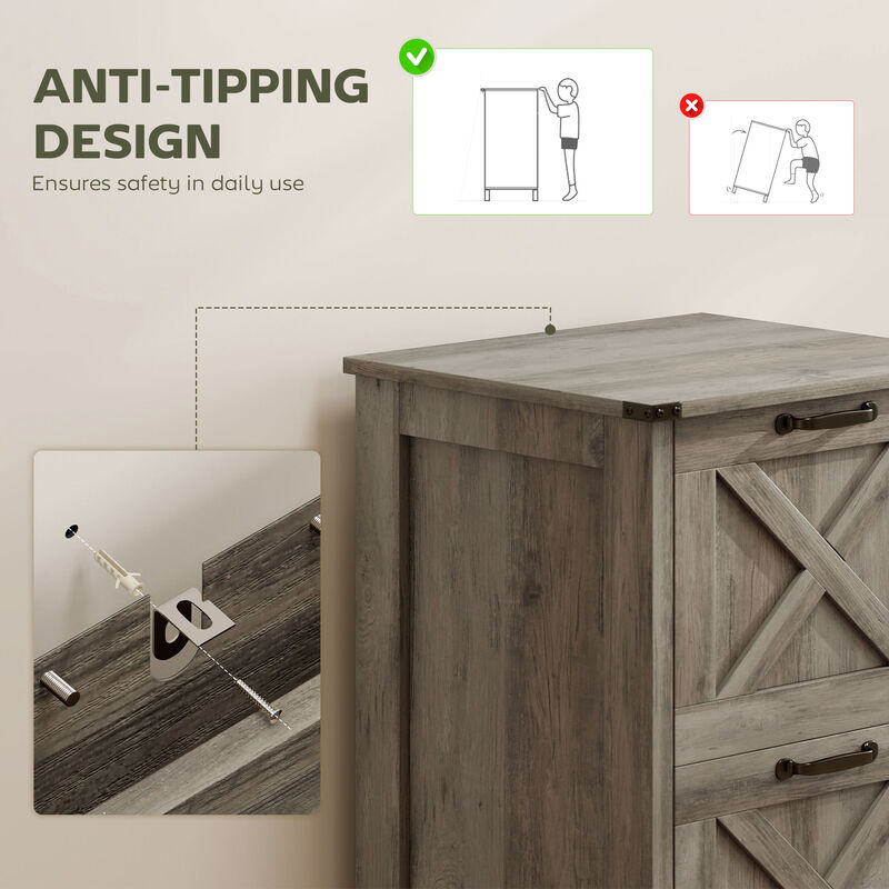 Hivvago Rustic 2-Drawer Vertical Filing Cabinet for Home or Office image number 7