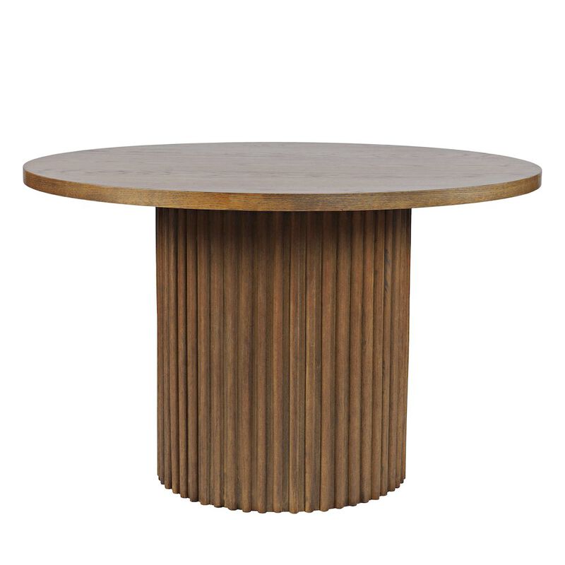 Jofran Auden 48 Round Mid-Century Modern Fluted Pedestal Base Dining Table