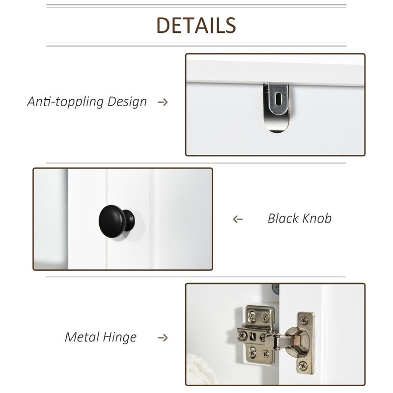 White Bathroom Tower: 67" Freestanding Linen Storage Cabinet