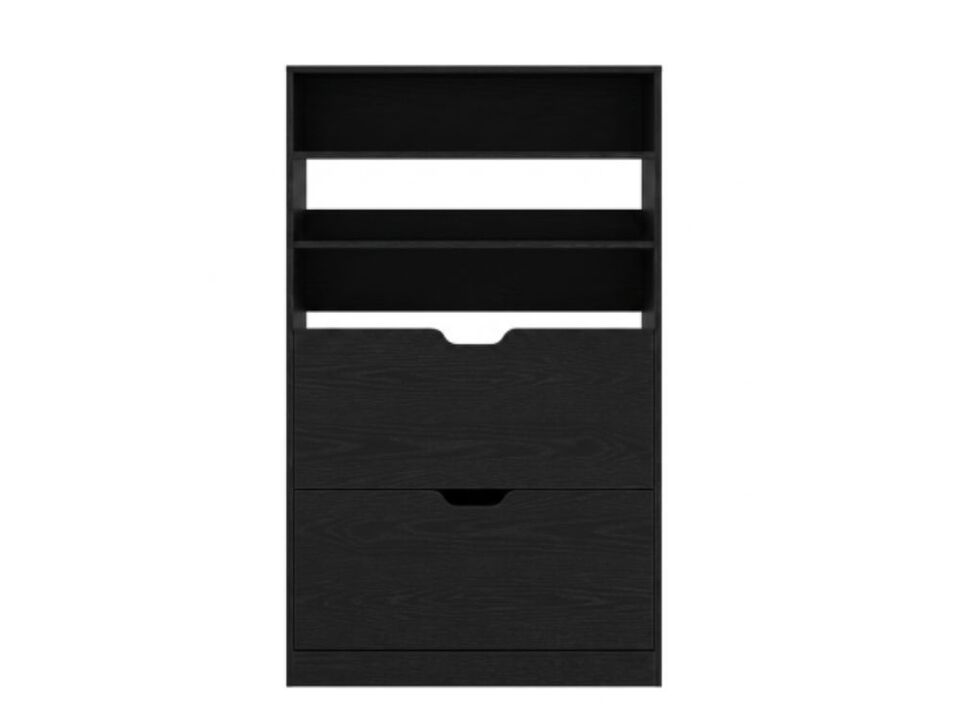Shoe Storage Cabinet Flip Drawer Adjustable Shelves Black Vasagle