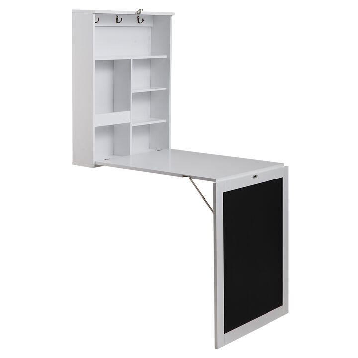 Jaxpety Wall Mounted Folding Table Black and White