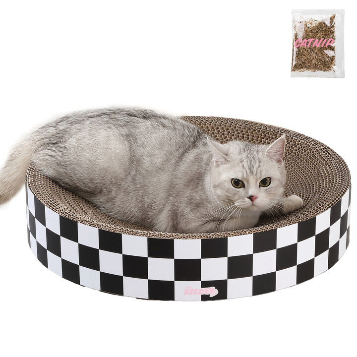 Nelson Modern Cardboard Round Bowl Cat Scratcher with Catnip