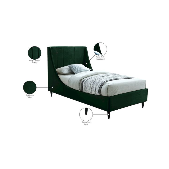 Meridian Furniture Eva Green Velvet Twin Bed