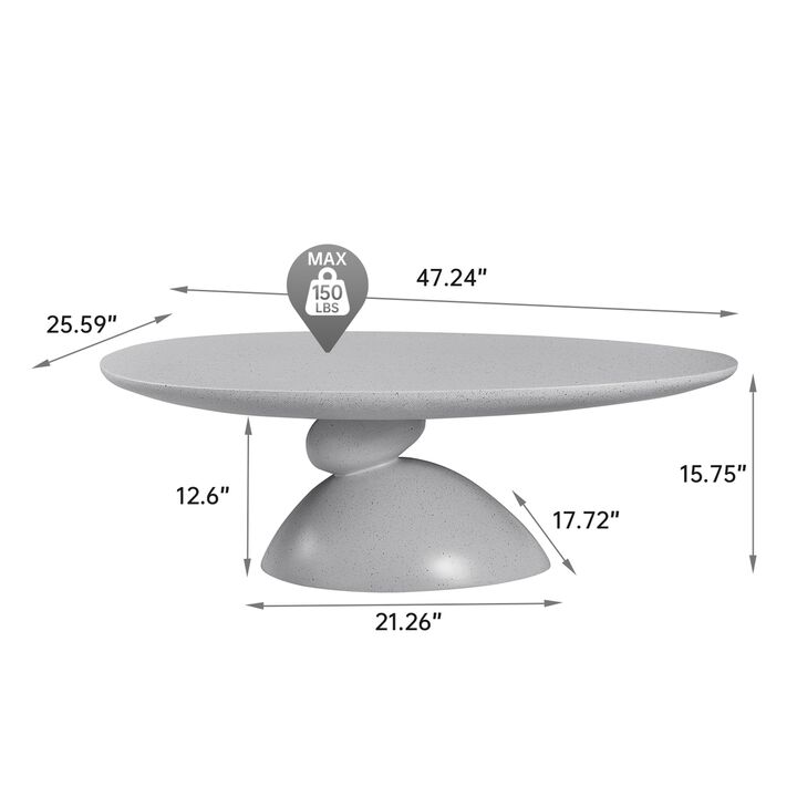47.27 Inch Lucky Stone Oval Coffee Table Modern Minimalist Fiberglass Center Table
