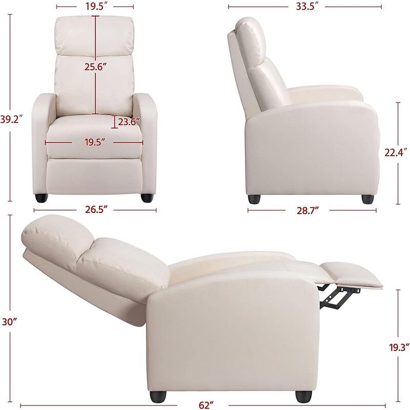 High Density Faux Leather Push Back Recliner Chair