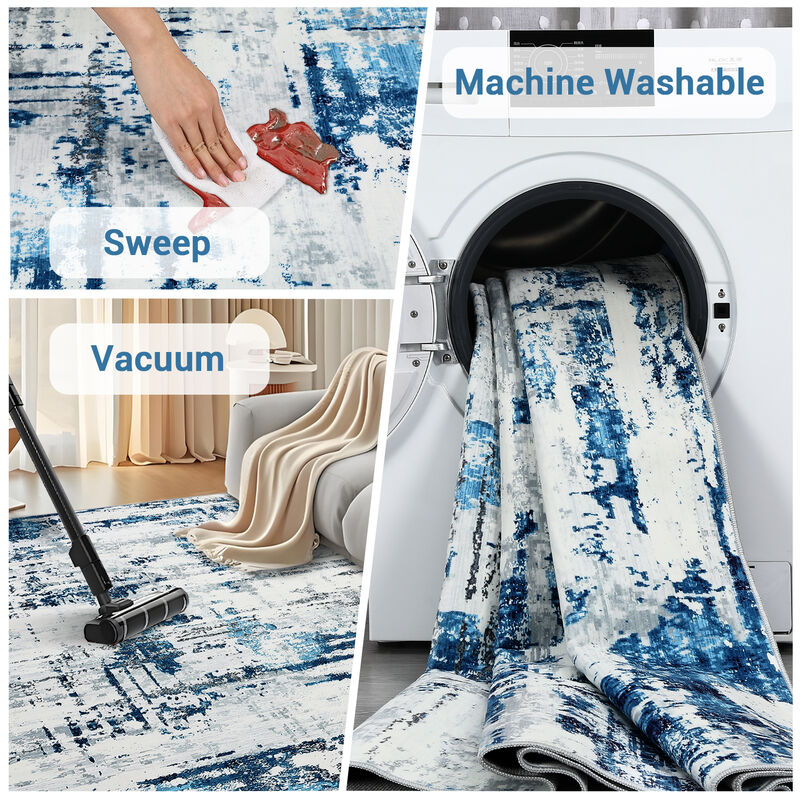 10X13 FT Modern Abstract Runner Rug Washable Rug for Hallway Non Slip Kitchen Rug Low Pile Soft Entryway image number 4