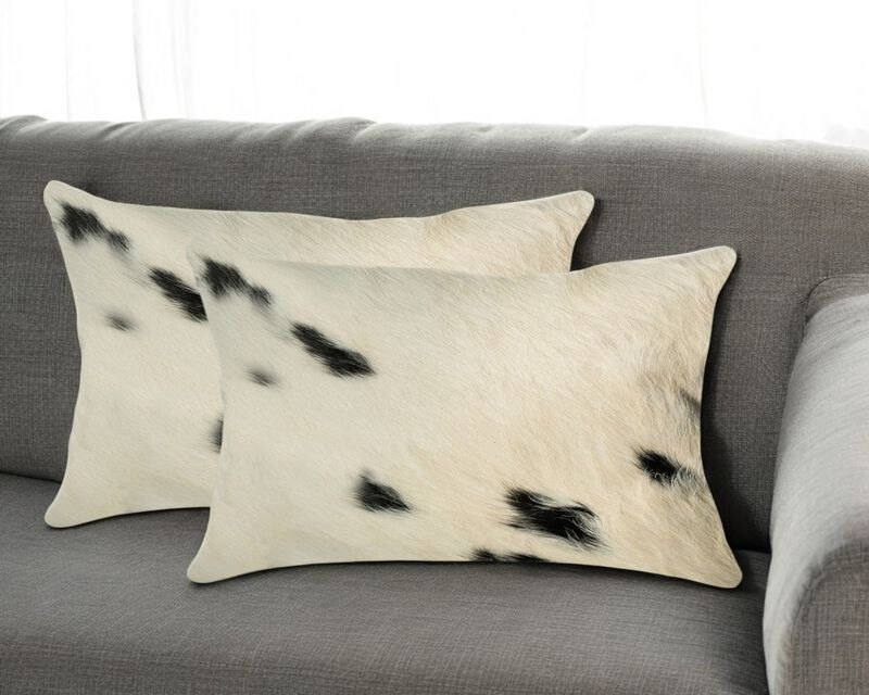Set of 2 Cowhide Throw Pillow Covers for Sofa, Couch, or Living Room Decor
