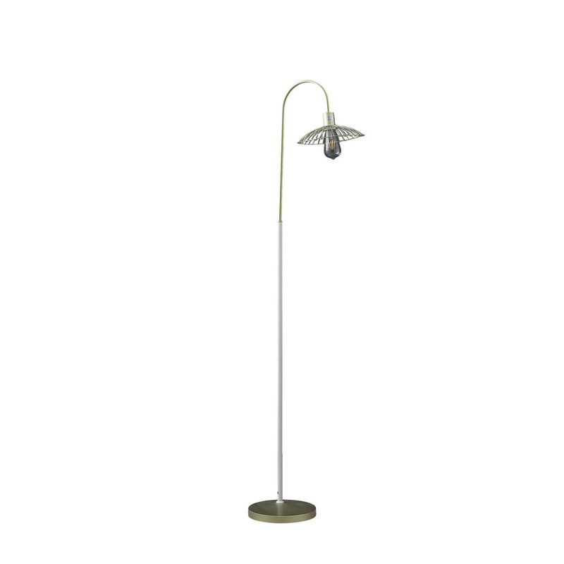 Streamdale Industrial Cage Floor Lamp in Gold/White image number 1
