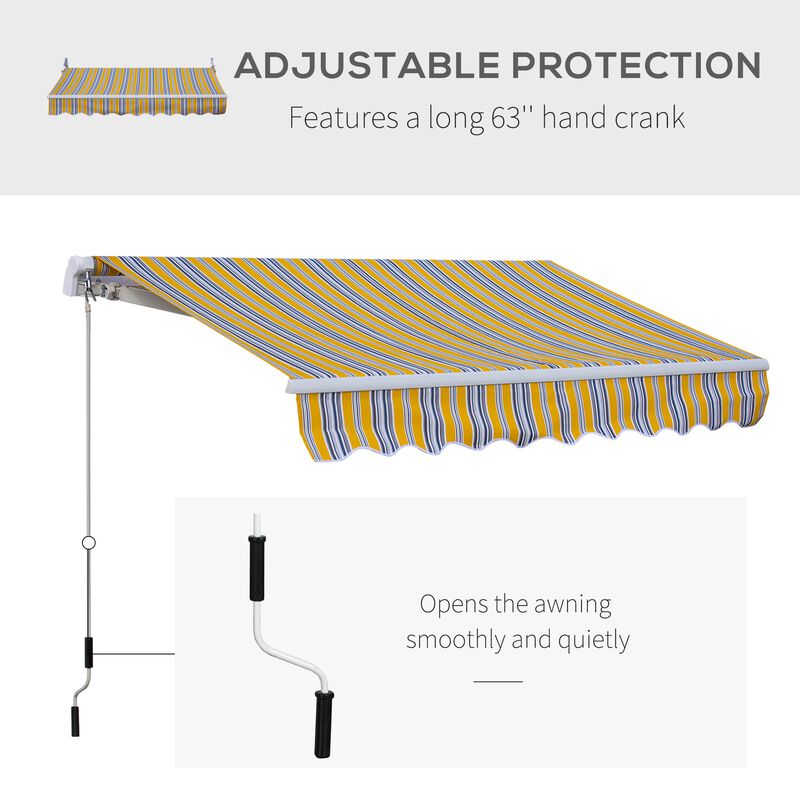 Mixed Color Shade: 8'x7' Manual Retractable Patio Sun Awning