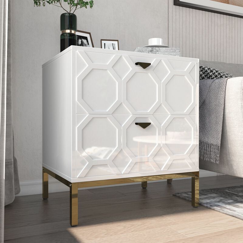 MONDAWE Modern Design 2 Drawer Wood Nightstand Stylish Accent Cabinet for Living Room,Bedroom