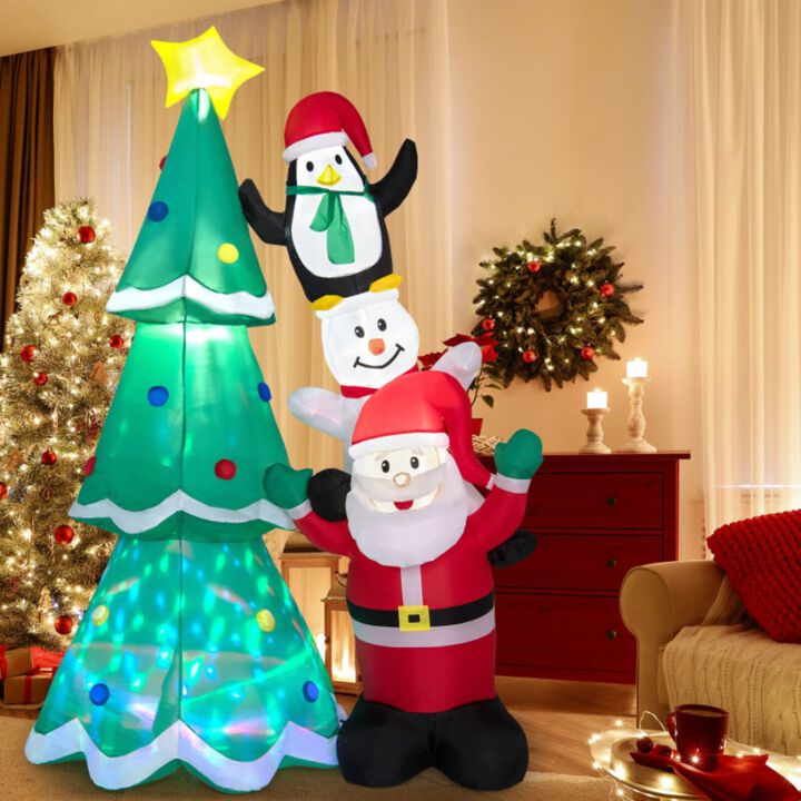 8.7 Feet Inflatable Christmas Tree with Santa Claus and Snowman and Penguin Blow-up