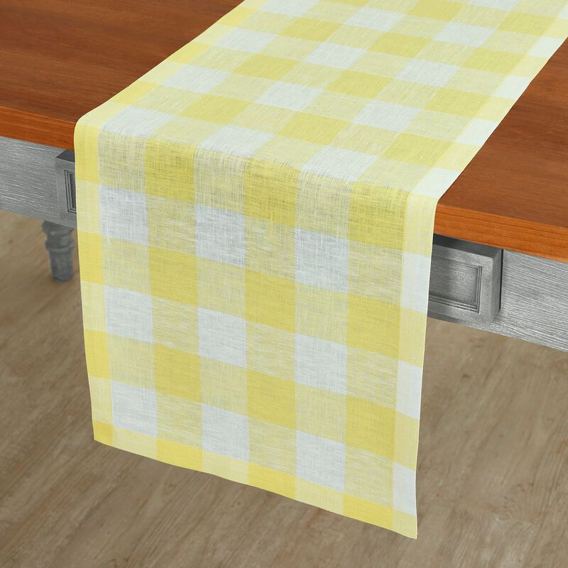 Solino Home 100% Pure Linen Table Runner - Buffalo Check