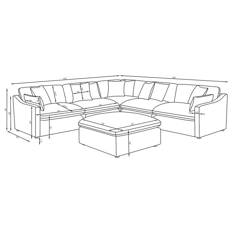 Coaster Co. of America Hobson 6-piece Upholstered Modular Sectional Sofa Charcoal image number 1
