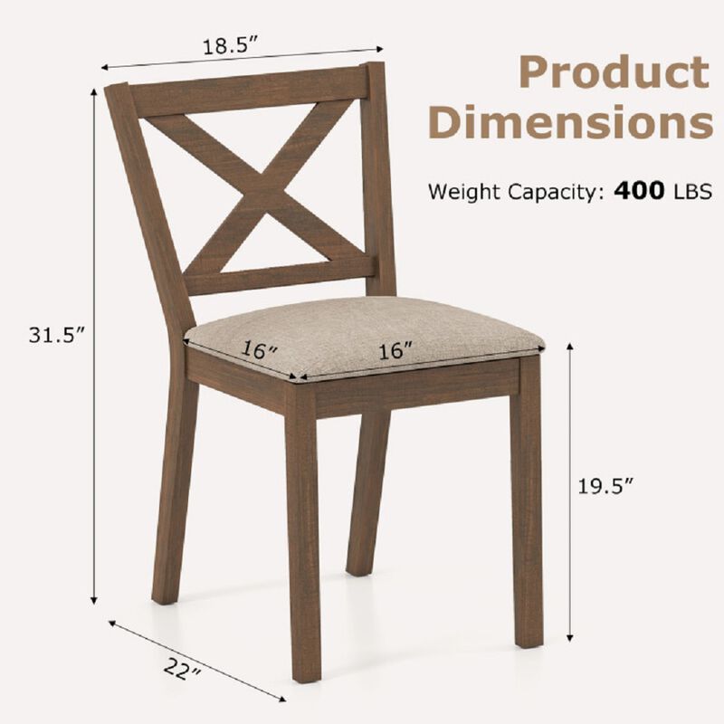 Set of 2 Modern Kitchen Dining Chairs with Upholstered Seats-Oak image number 2