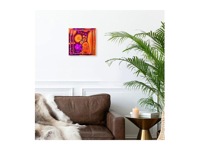 Dancing Hippie Chick Retro Flower Wall Clock 15 Inch Orange Home Decor image number 2