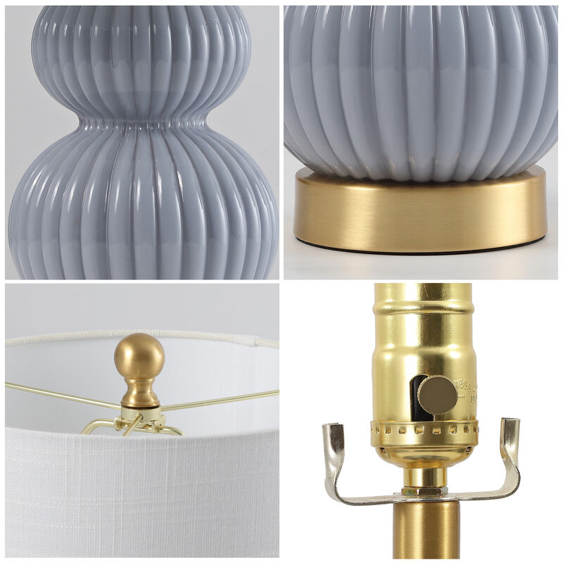 Daphne 20" Contemporary Transitional Metal/Glass Ribbed Gourd LED Table Lamp