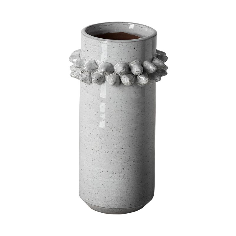 Modern Whitewash Ceramic Vase with Spikely Pattern for Indoor Decor