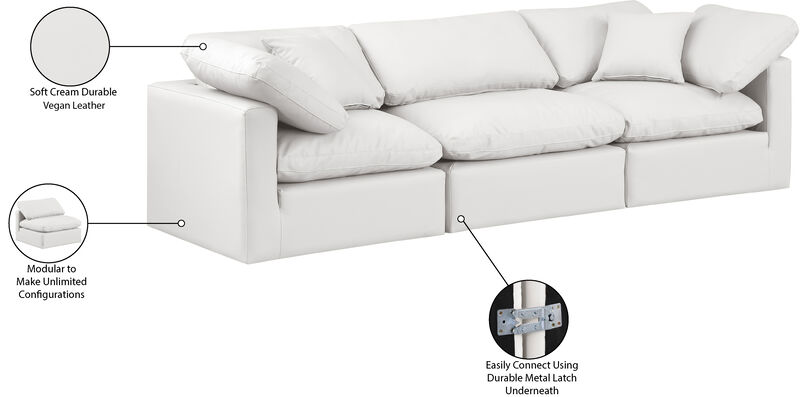 Meridian Furniture Indulge Cream Vegan Leather Modular Sofa
