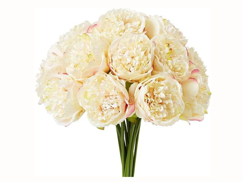 10 Piece Champagne Artificial Peony Flower Stems Wedding Centerpiece Decor
