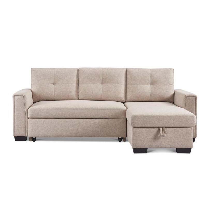 OS Home and Office Furniture Tufted Sectional Chaise Sofa Sleeper with Storage