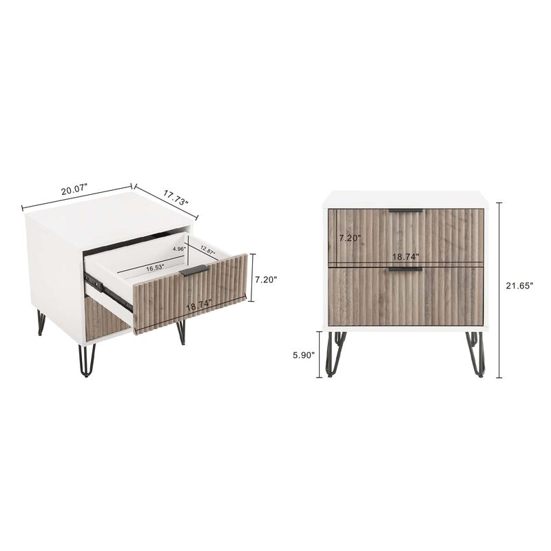 Dumbo Chest and 2-Drawer Nightstand in White and Gray image number 5