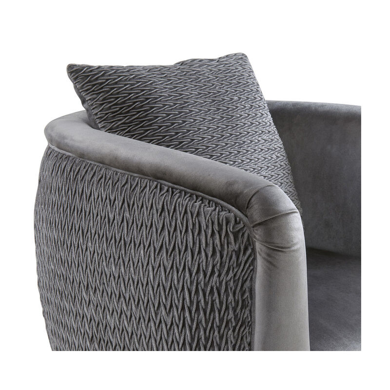 Velvet Barrel Accent Chair with Metal Legs in Gray image number 4