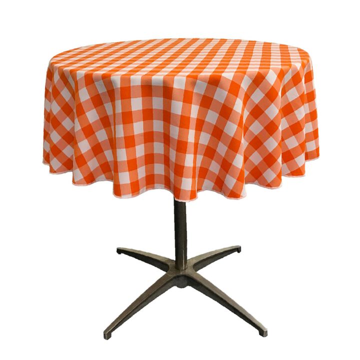 Round Polyester Checkered Tablecloth 51 Inch for Kitchen and Parties