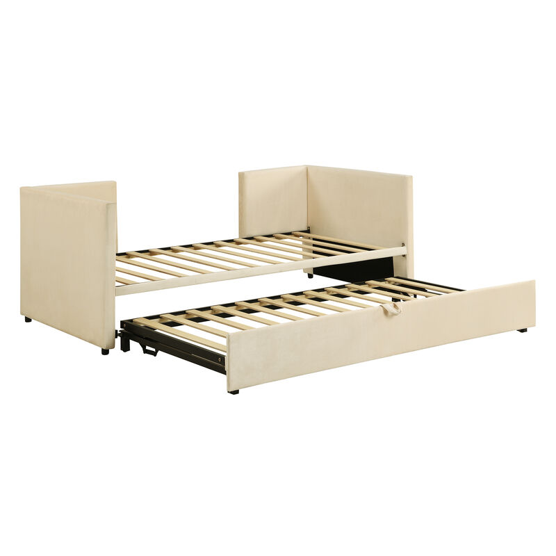 Merax Upholstered Daybed with Pop Up Trundle