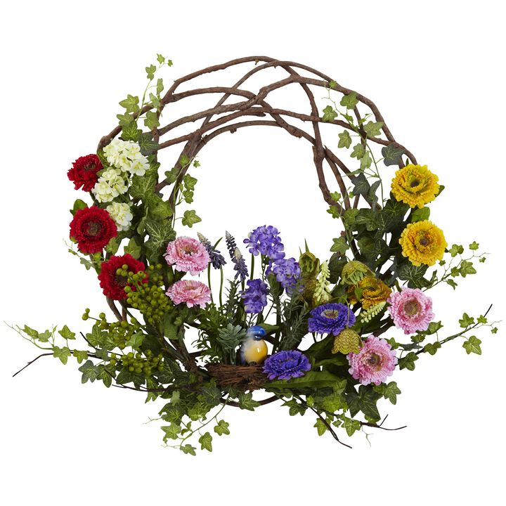 HomPlanti 22" Spring Floral Wreath