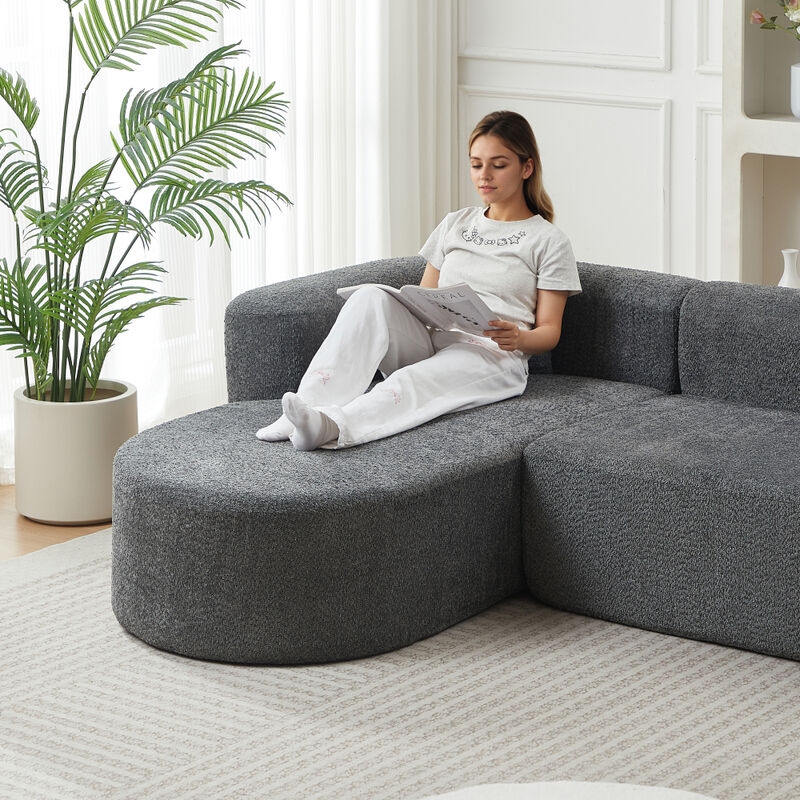 Rorvko Curved Chenille Sectional Sofa image number 6