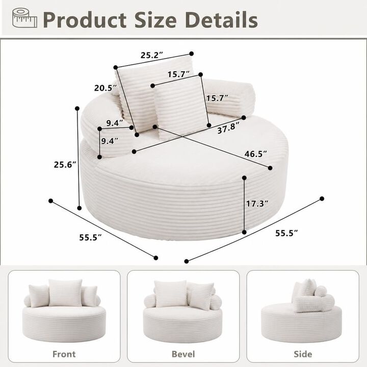 GOODSILO Round Multi-functional Memory Foam Convertible Sofa Bed Sectional Cloud Couch for Small Living Spaces, Apartments and Offices