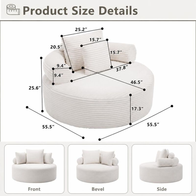 GOODSILO Round Multi-functional Memory Foam Convertible Sofa Bed Sectional Cloud Couch for Small Living Spaces, Apartments and Offices image number 1
