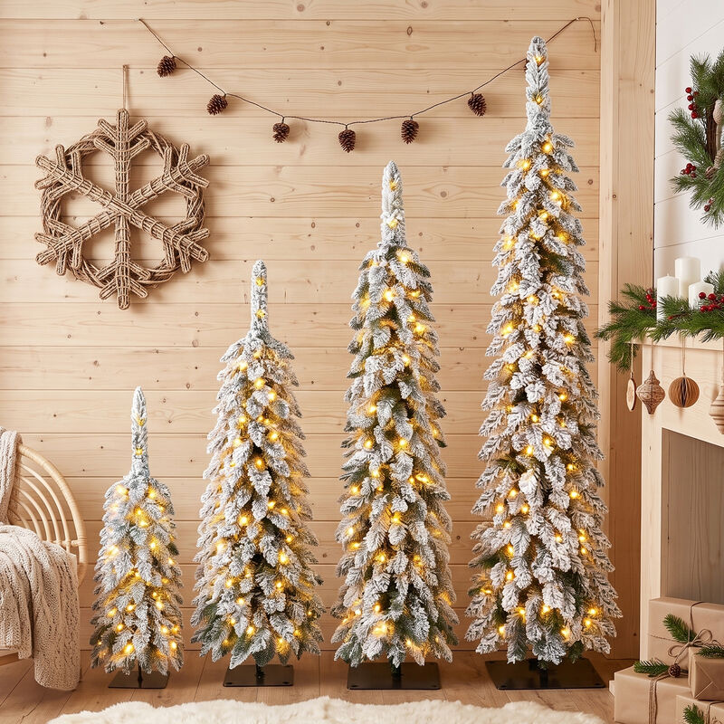 Menmir 4 Pack Pre-Flocked Christmas Trees image number 2
