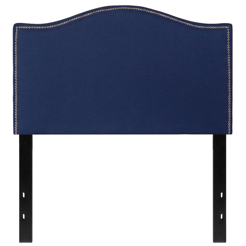 Flash Furniture Upholstered Twin Size Headboard with Accent Nail Trim in Navy Fabric image number 4