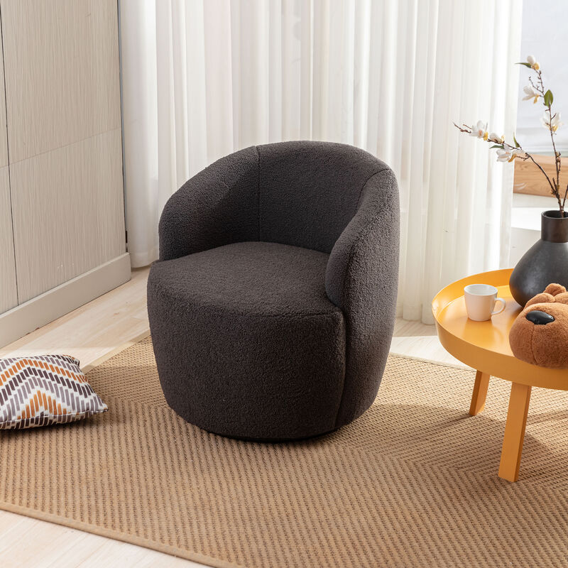 Streamdale Teddy Swivel Barrel Armchair with Metal Ring, Dark