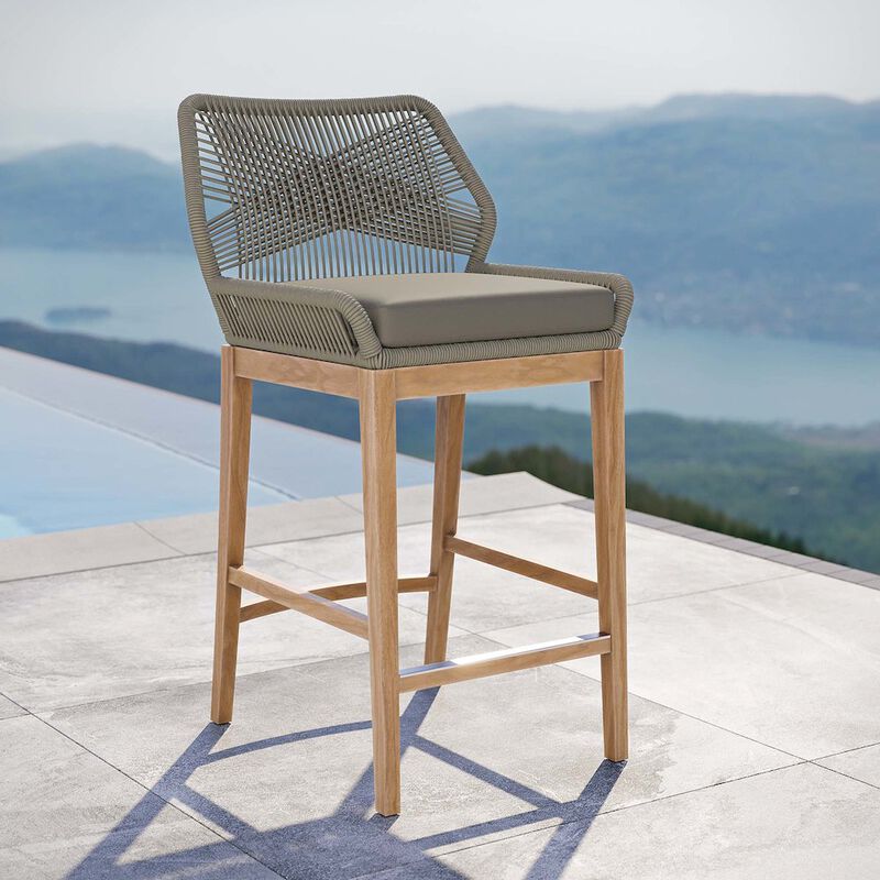 Wellspring Outdoor Patio Teak Wood Bar Stool image number 5