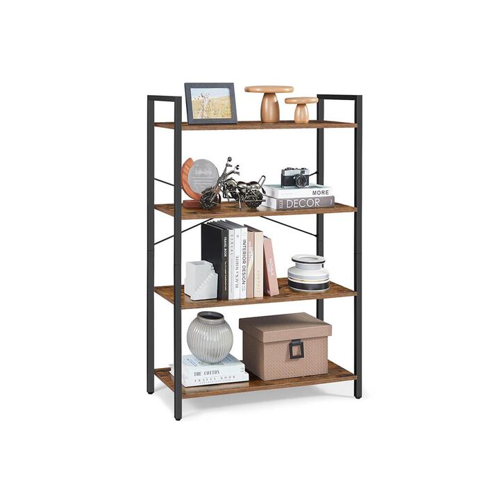 4-Tier Standing Bookshelf &ndash; Durable Display Shelf for Minimalist or Industrial Interior Styles
