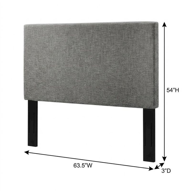 Upholstered Linen Fabric Full Queen Headboard with Padded Design image number 1