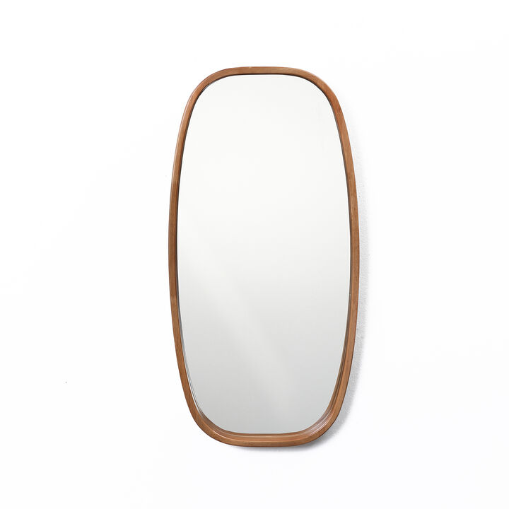 31.5" Rounded Rectangle Pine Wood Wall Mirror