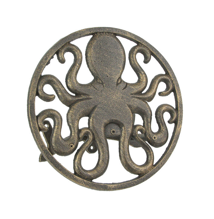 Cast Iron Octopus Wall Mounted Hanging Garden Hose Holder Bronze Finish