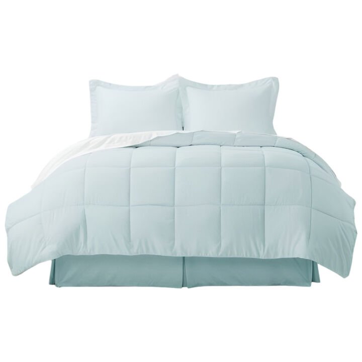 Microfiber Baffle-Box 6-Piece Reversible Bed-in-a-Bag Comforter Set