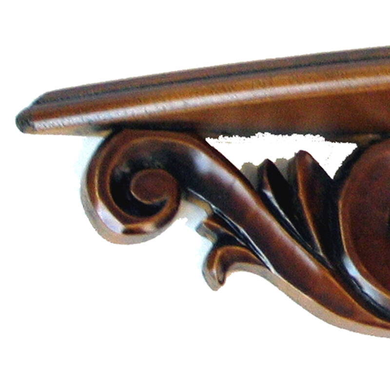 Hand Carved Wooden Moonbay Wall Shelf in Floral Design, Brown - Benzara